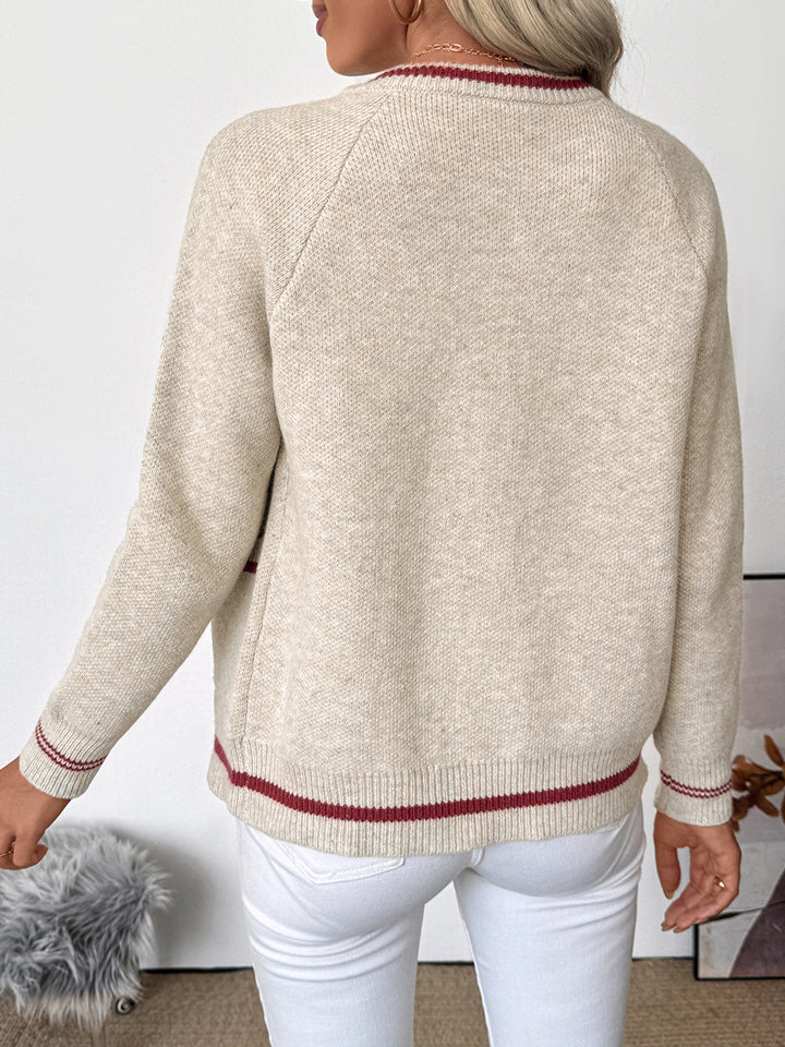 Varsity Inspired Zip Up Sweater