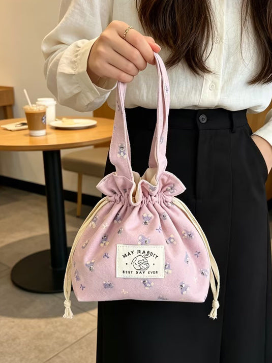 Floral Drawstring Handbag