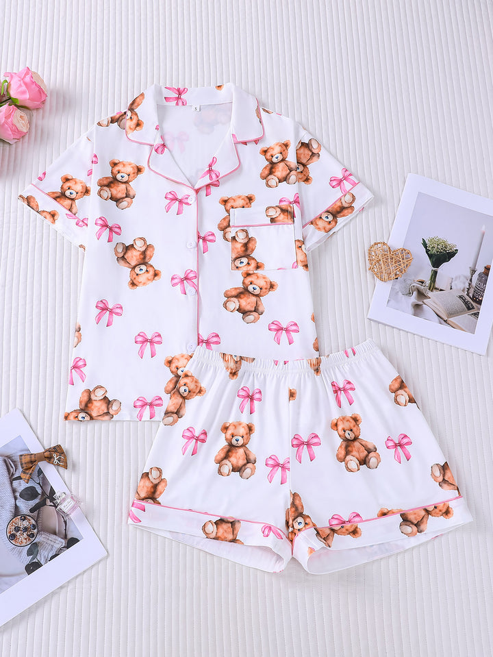 Teddy Bear & Pink Bow Pajama Set