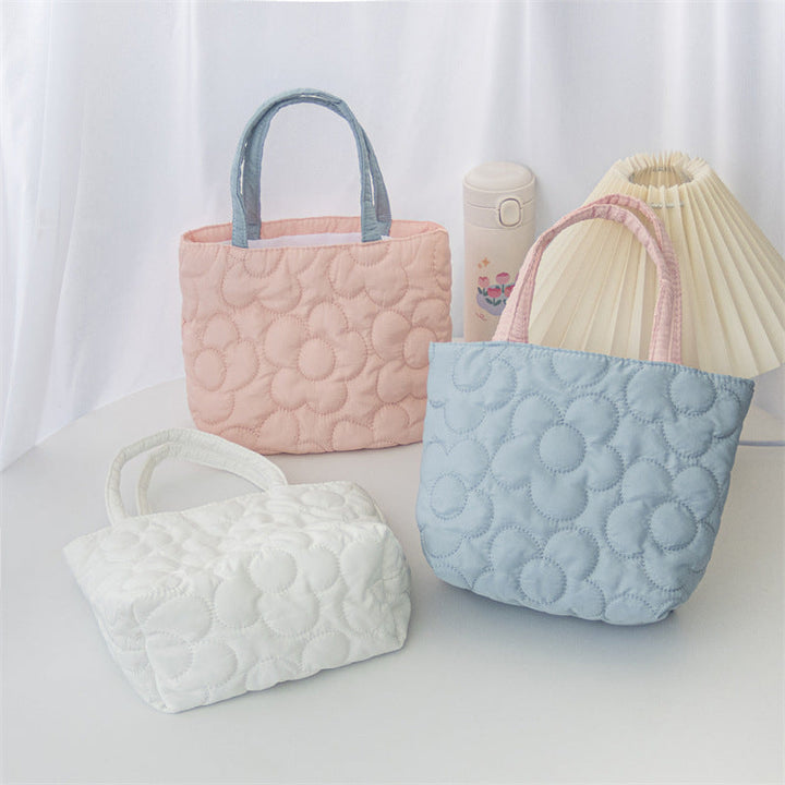 Pastel Quilted Flower Mini Tote Bag