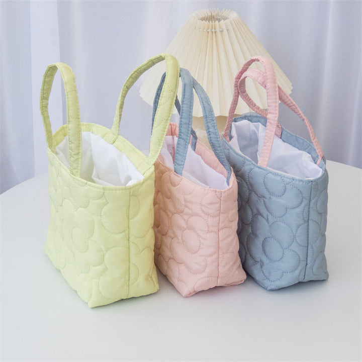 Pastel Quilted Flower Mini Tote Bag