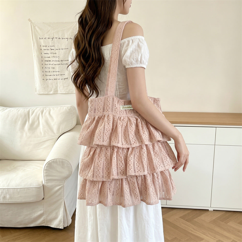 Ruffle Lace Tiered Tote Bag