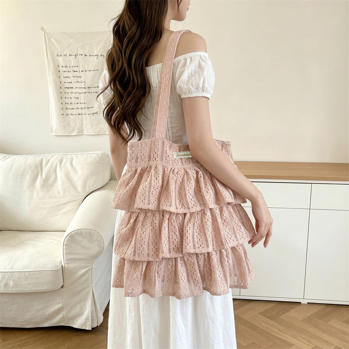 Ruffle Lace Tiered Tote Bag