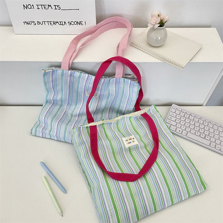 Double Pocket Striped Tote Bag