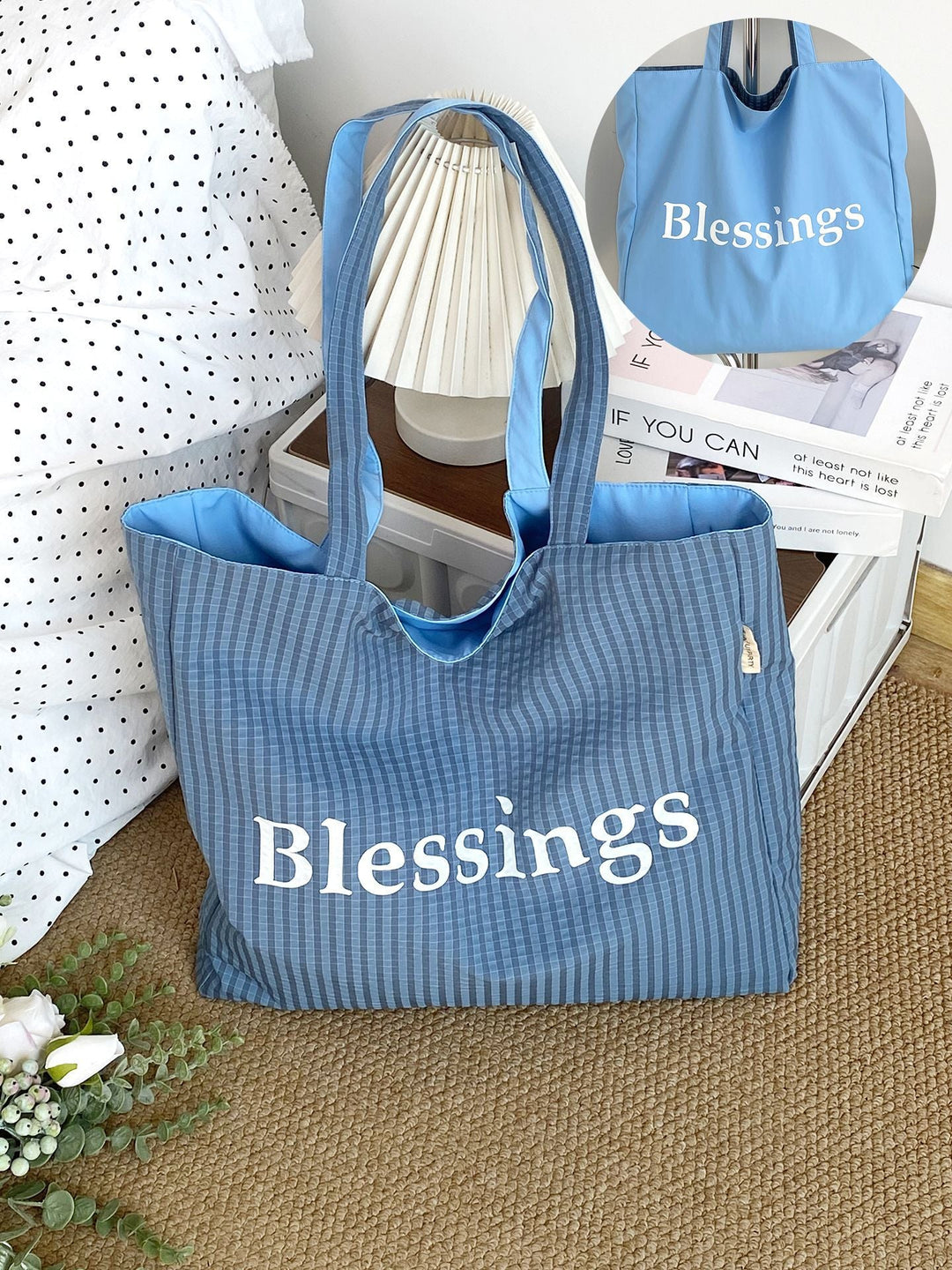 “Blessings” Reversible Stripe Everyday Carryall Tote