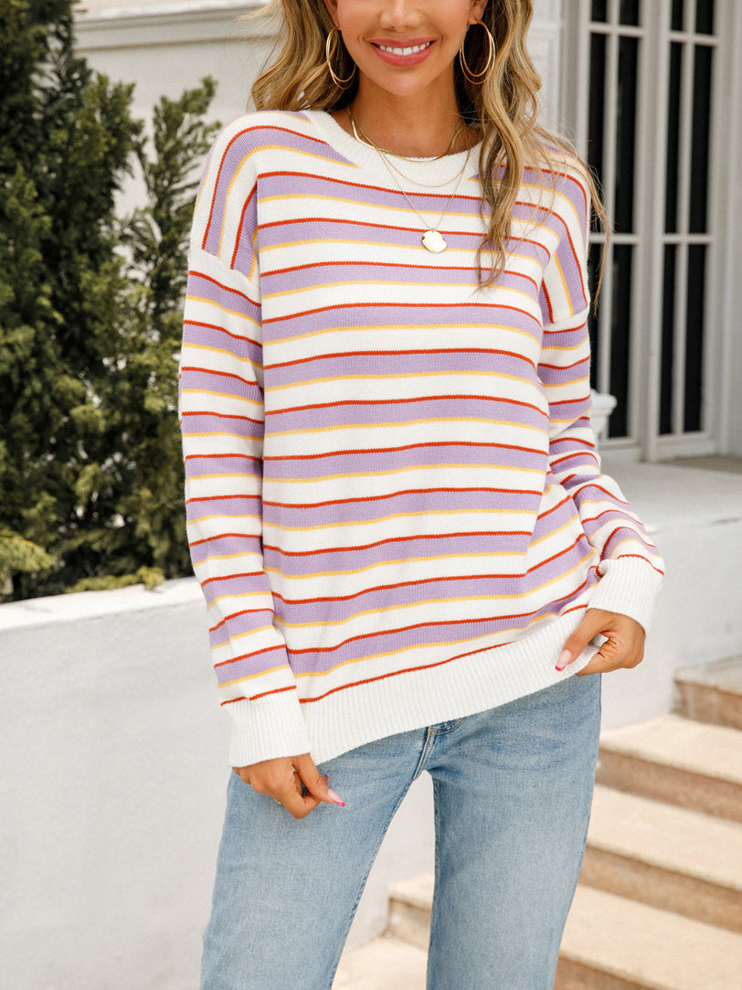 Multi Stripe Crew Neck Sweater