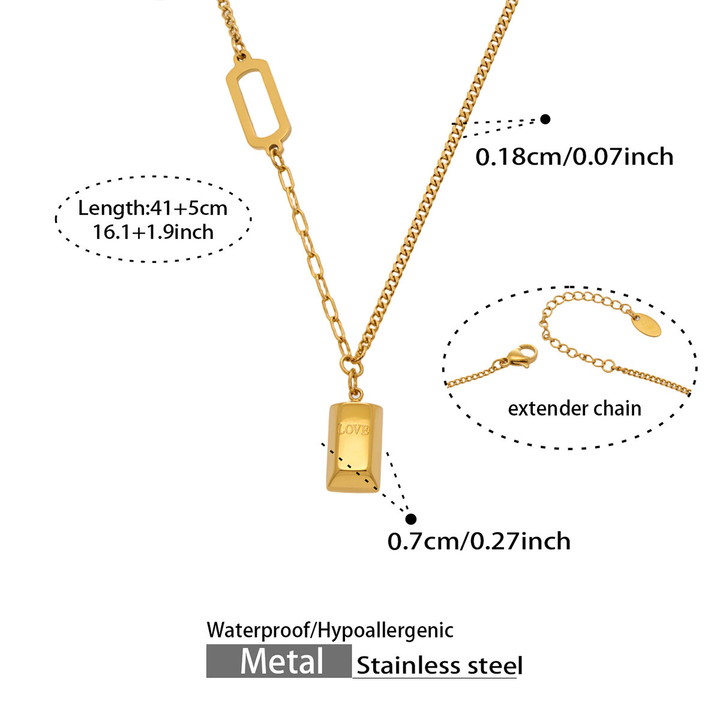 Love Pendant Paperclip Chain Necklace
