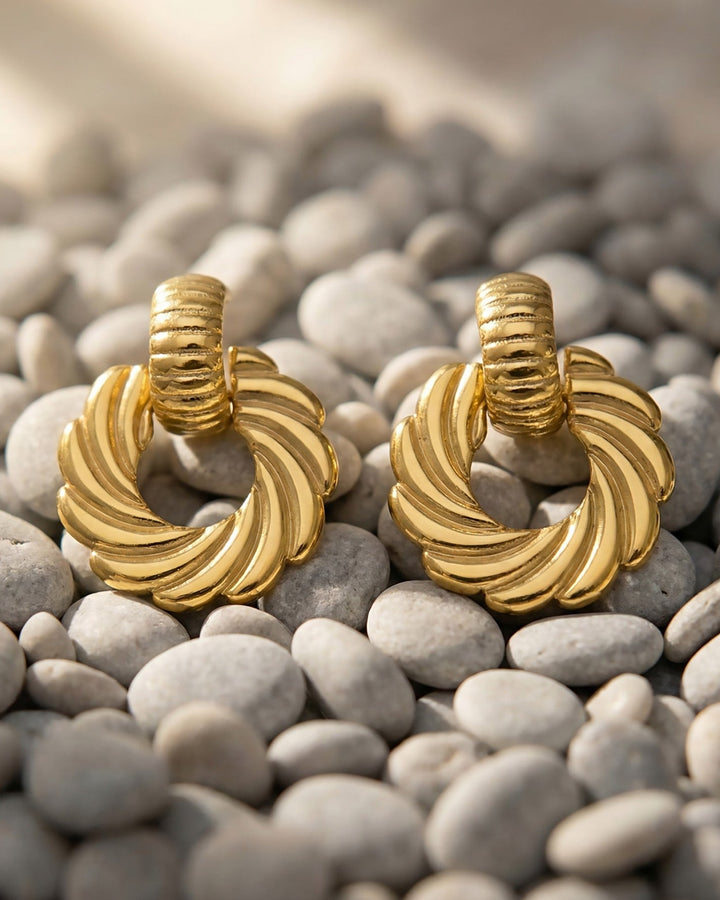 Chunky Twisted Gold Stud Earrings