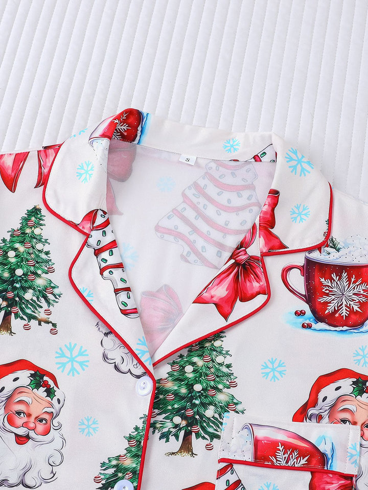 Vintage Christmas Santa Short Pajama Set