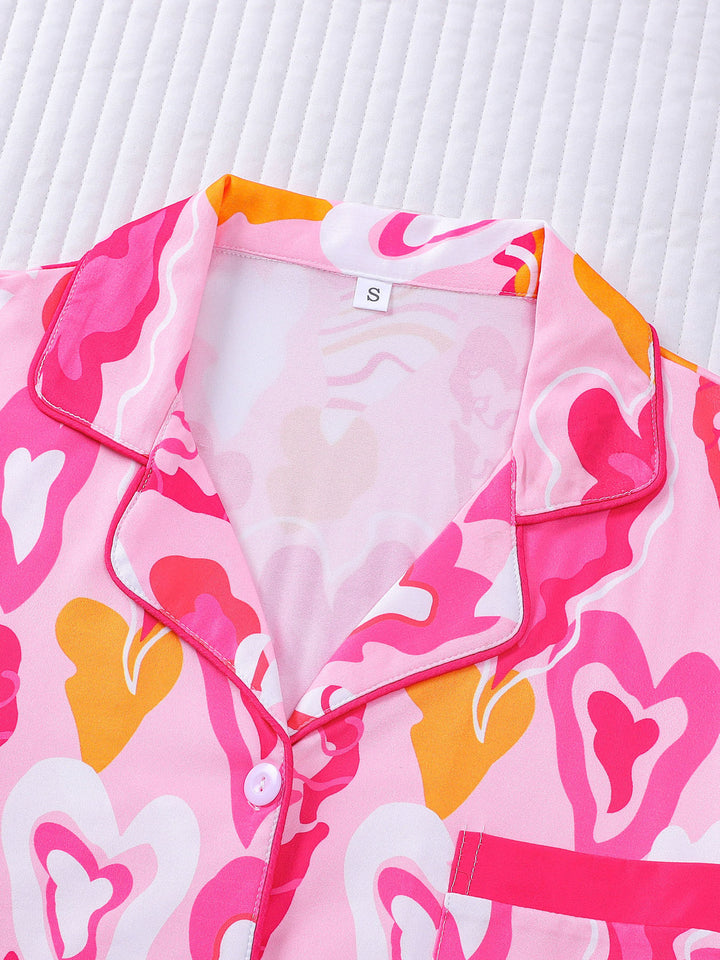 Groovy Heart Print Pajama Set
