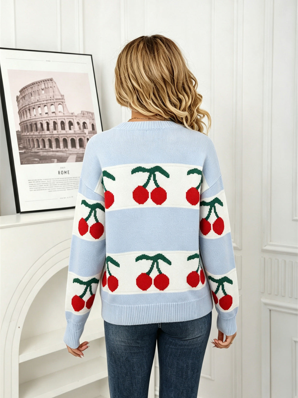 Cherry Stripe Knit Sweater