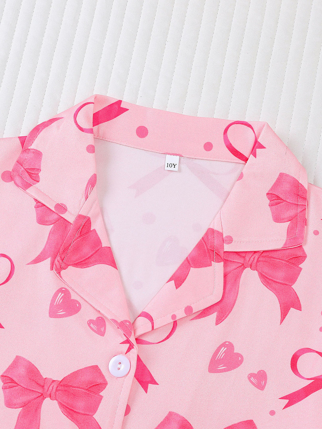Girls Pink Bow Pajama Set