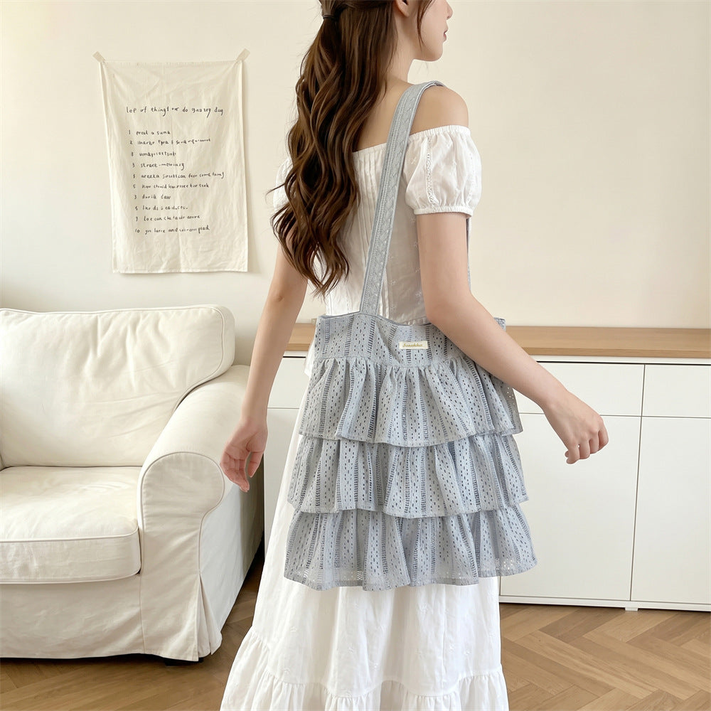 Ruffle Lace Tiered Tote Bag