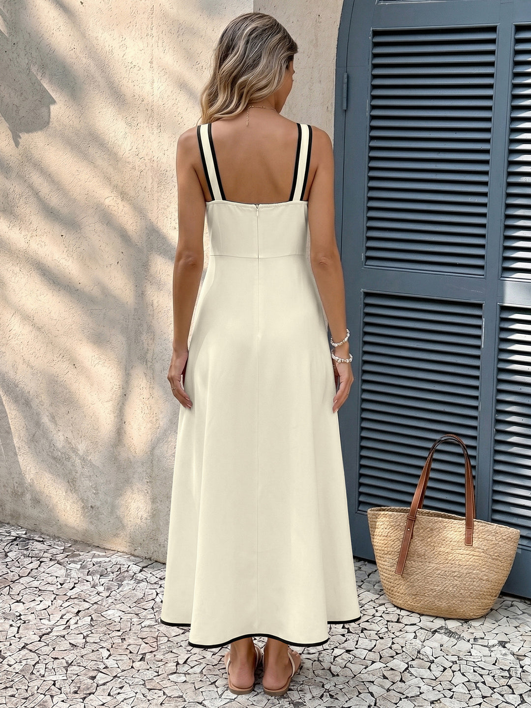 Monroe Contrast Trim Bow Midi Dress