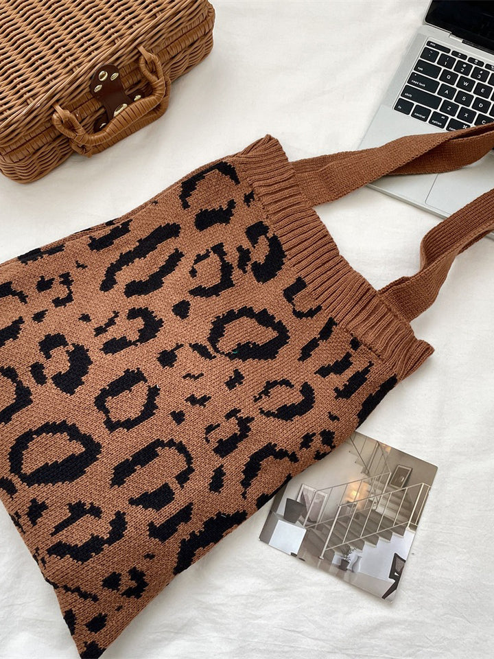 Leopard Knit Tote Bag