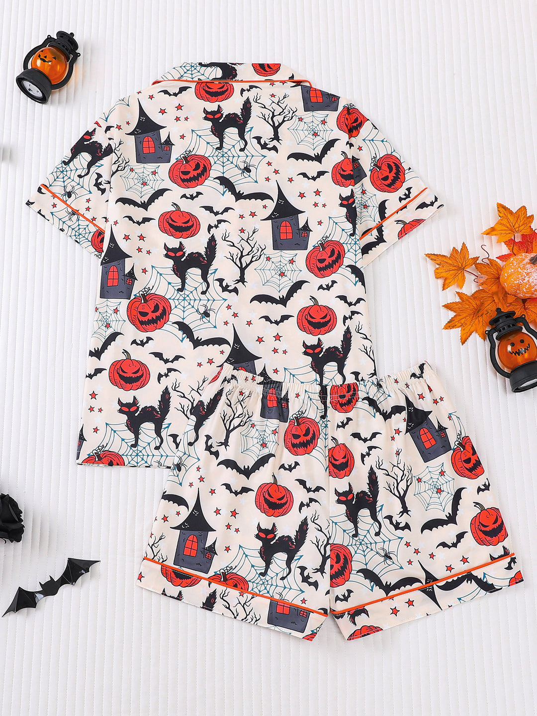 Spooky Cobweb Haunted House Print Pajama Set