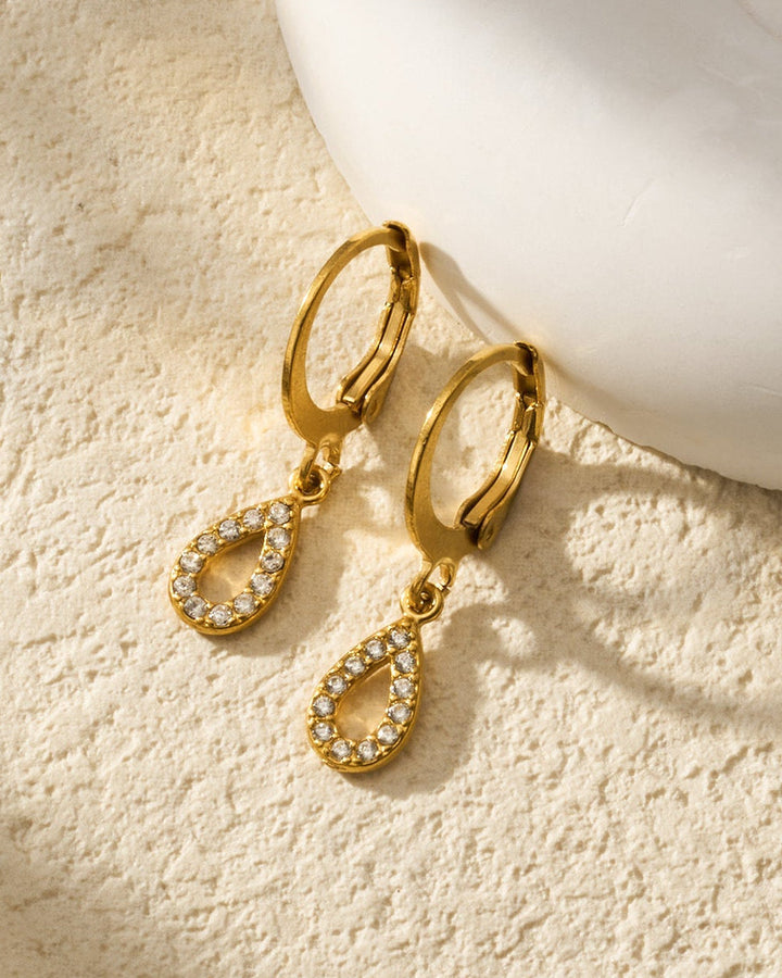 Pavé Teardrop Huggie Hoop Earrings