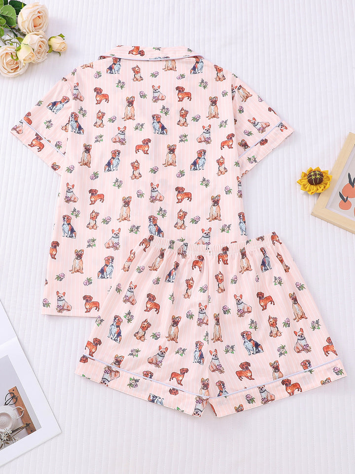 Floral Dog Print Pajama Set
