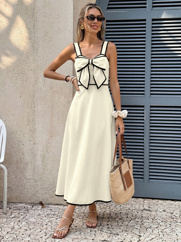 Monroe Contrast Trim Bow Midi Dress