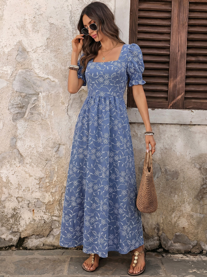 Bluebell Bloom Embroidered Maxi Dress