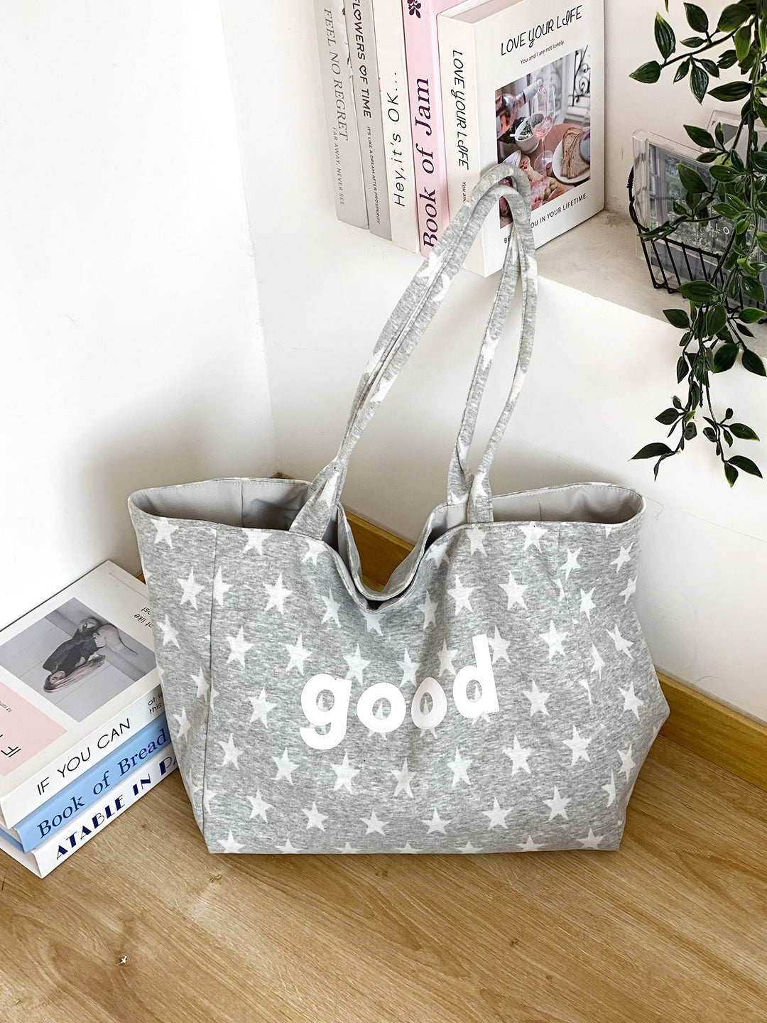“Good” Graphic Shoulder Tote Bag