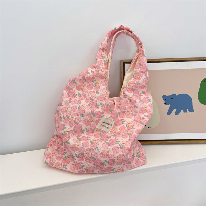 Textured Floral Tote Bag