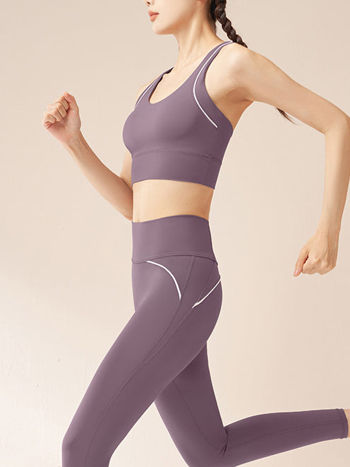 Piping Contrast Strap Sports Bra