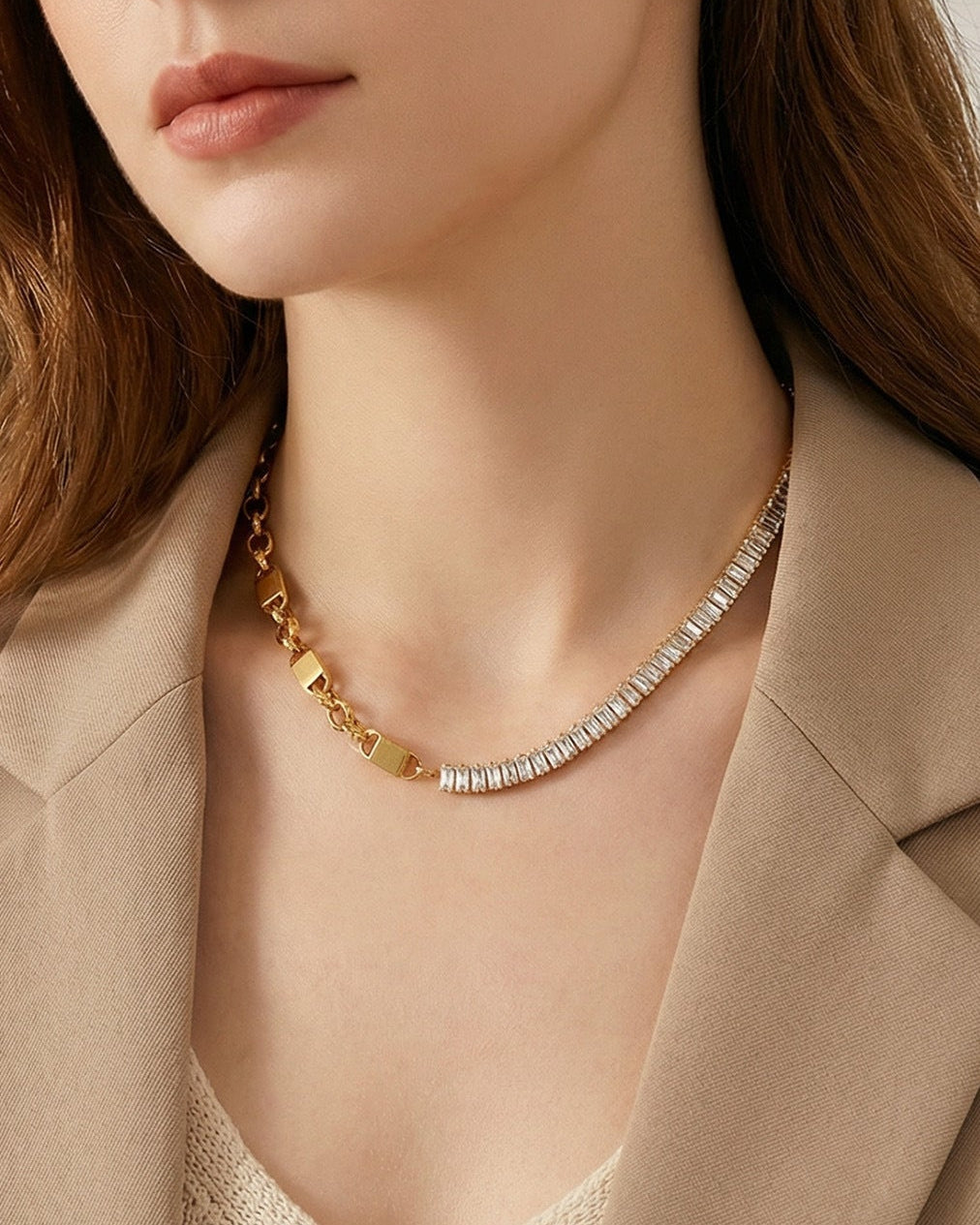 Mixed Link Tennis Necklace