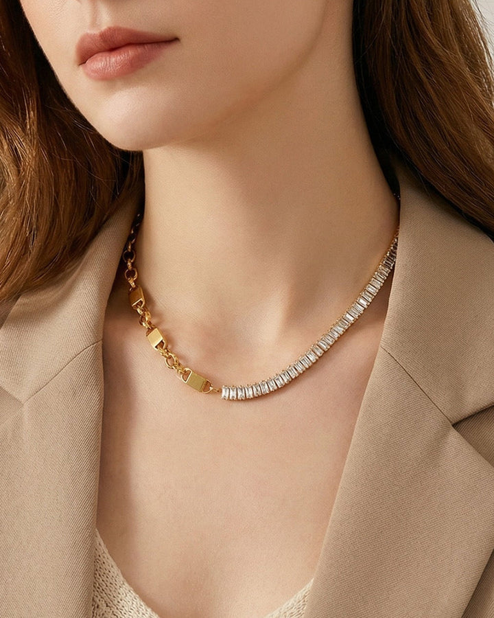Mixed Link Tennis Necklace