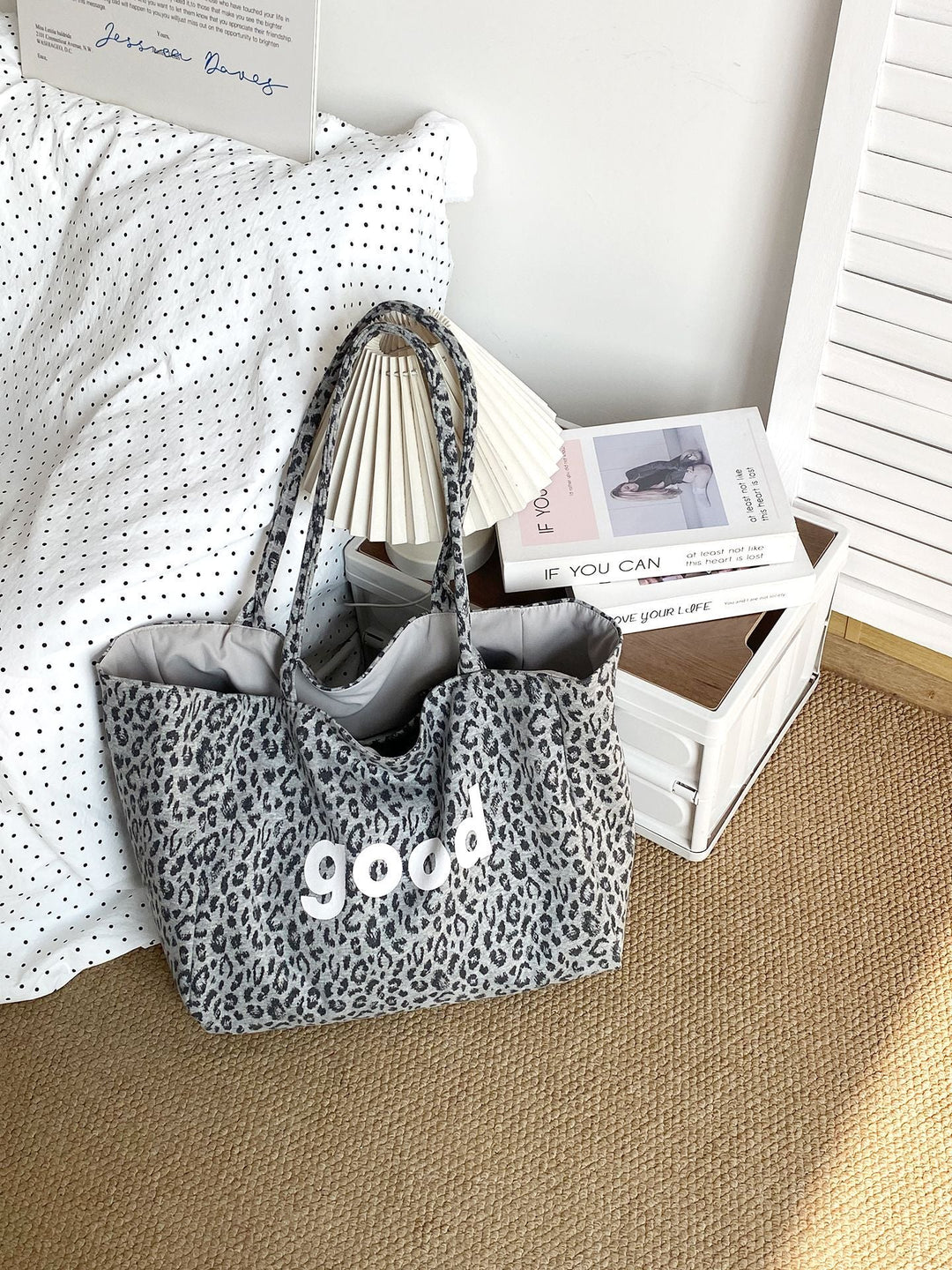 “Good” Graphic Shoulder Tote Bag
