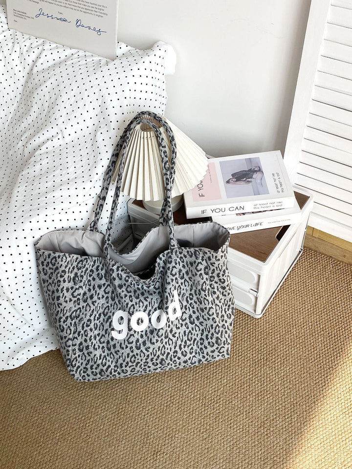 “Good” Graphic Shoulder Tote Bag