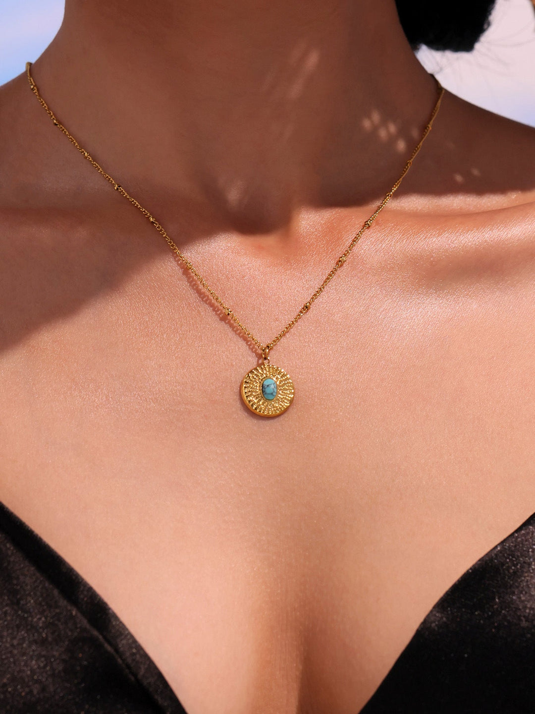 Turquoise Medallion Gold Necklace