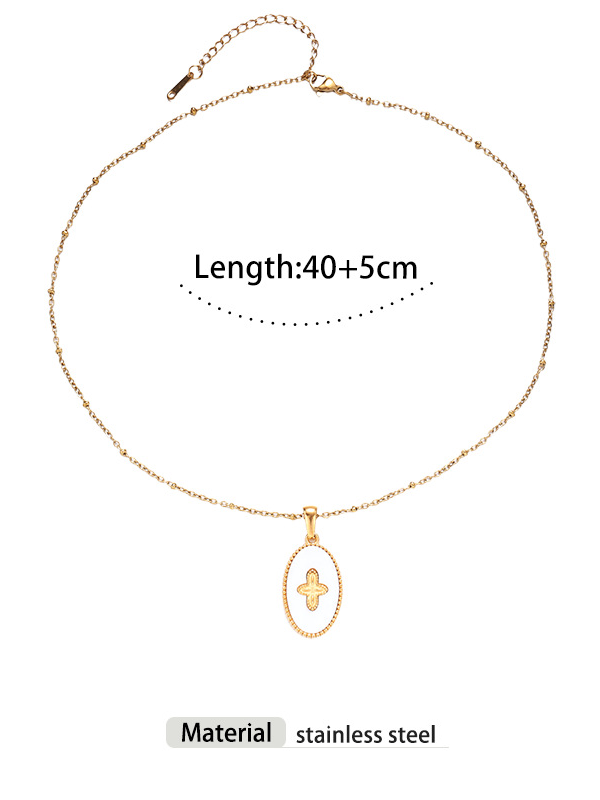Oval Cross Pendant Necklace