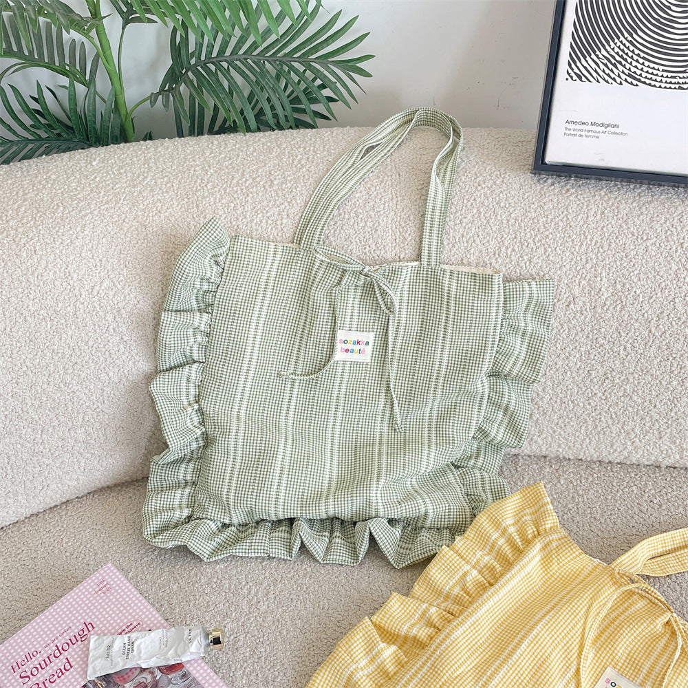 Patriotic Ruffle Gingham Tote Bag
