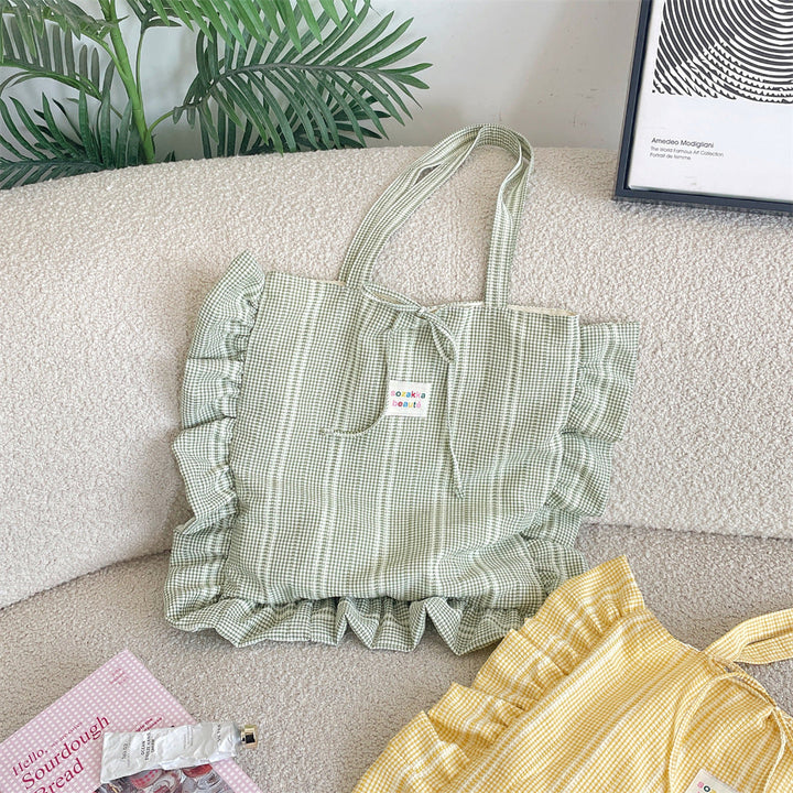 Patriotic Ruffle Gingham Tote Bag