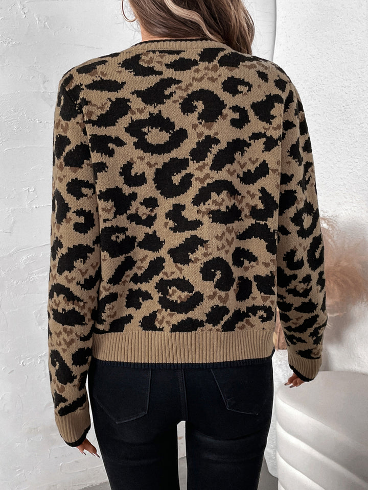 Tie Front Animal Print Sweater