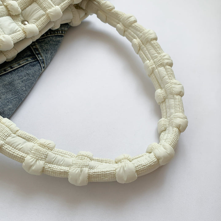 Textured Grid Puffer Shoulder Bag