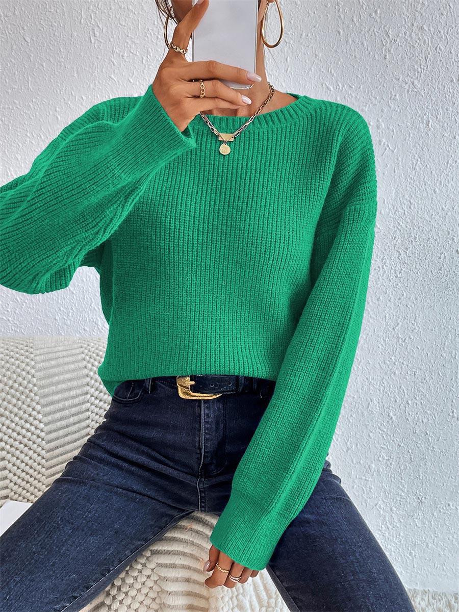 Solid Color Knit Sweater