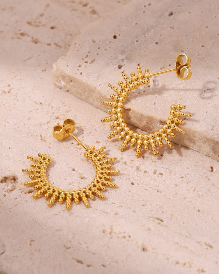 Sunburst Textured Open Hoop Earrings