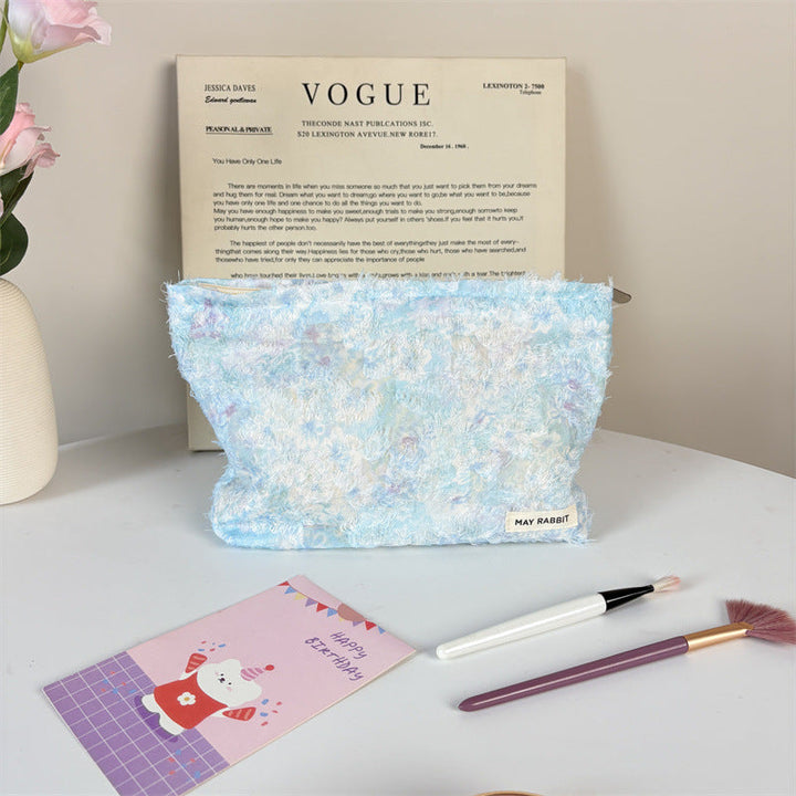 Textured Floral Cosmetic Pouch