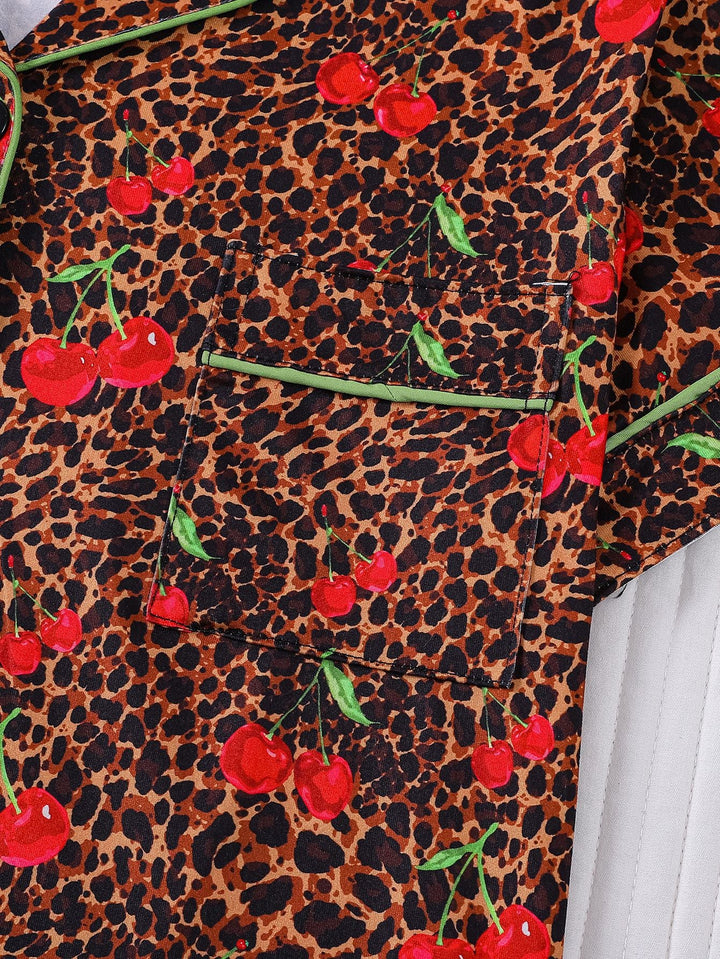 Cherry Animal Print Pajama Set
