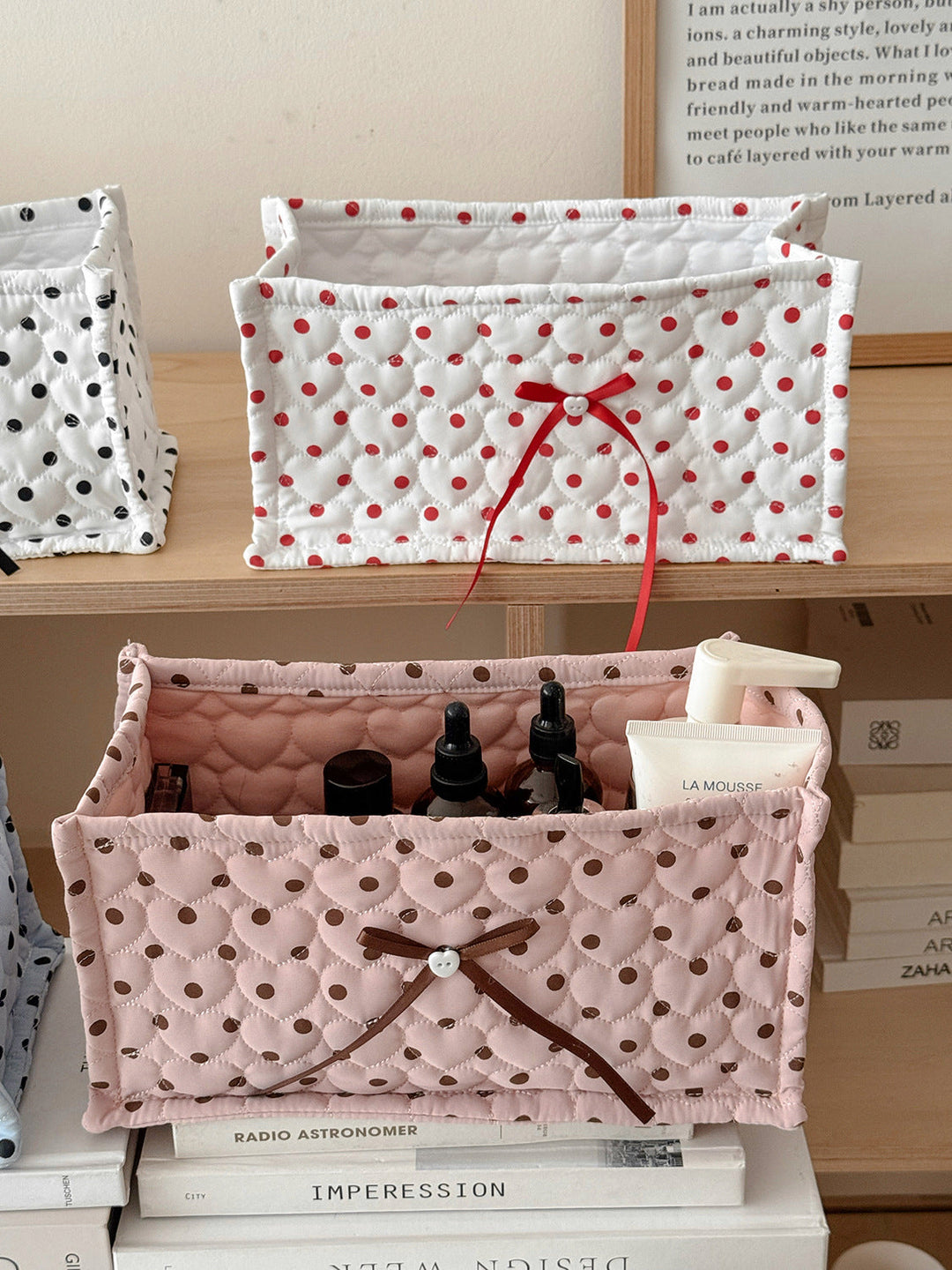 Ribbon Detail Polka Dot Storage Basket