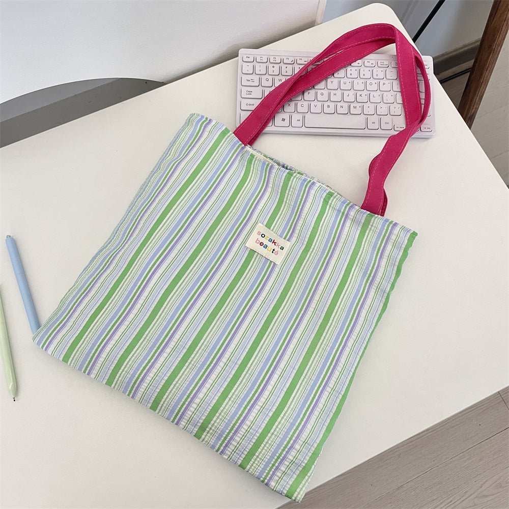Double Pocket Striped Tote Bag