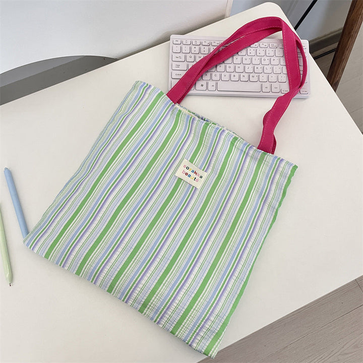 Double Pocket Striped Tote Bag
