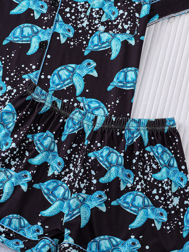 Sea Turtle Print Pajama Set
