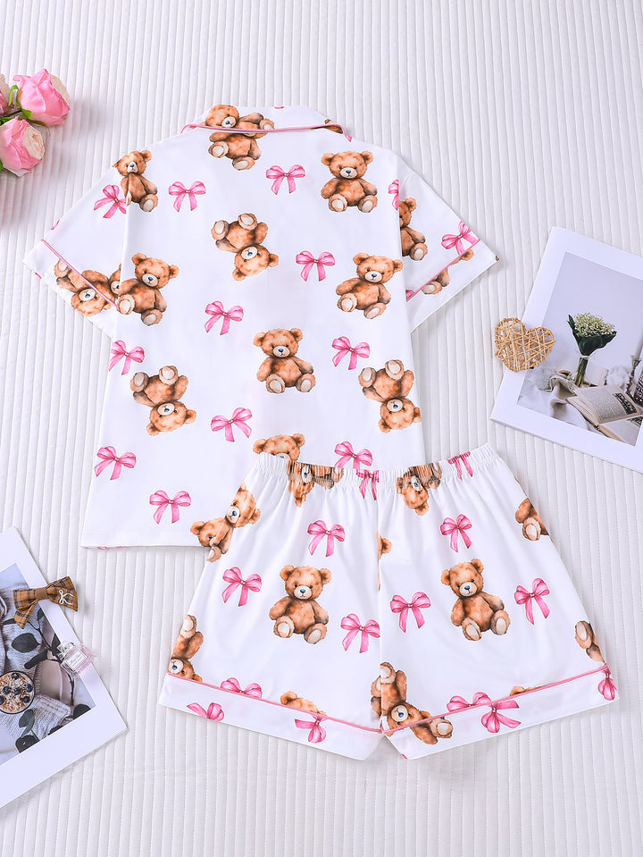 Teddy Bear & Pink Bow Pajama Set