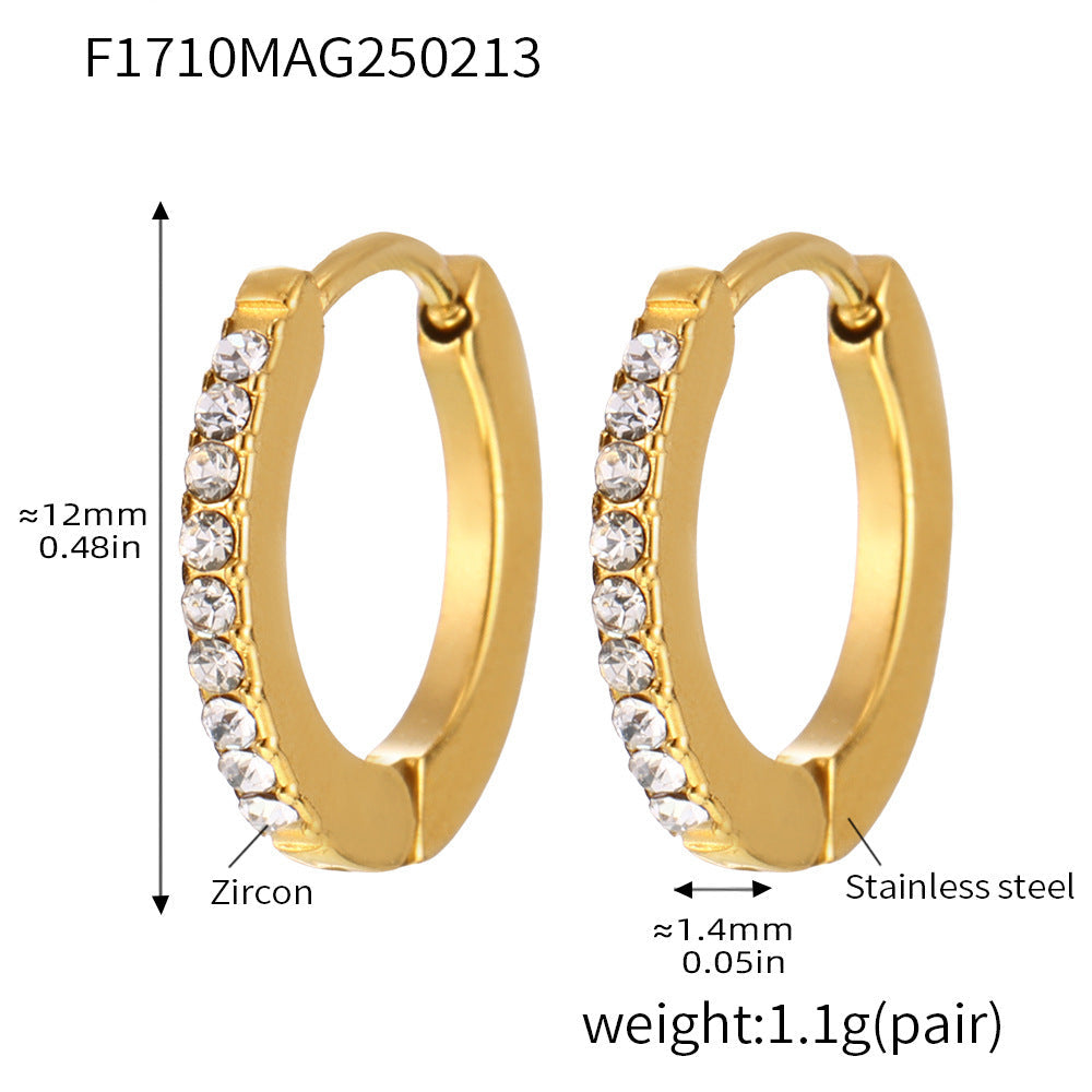 Gold Pavé Huggie Hoop Earrings