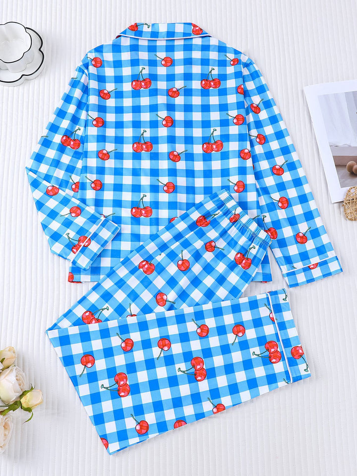 Cherry Picnic Long Sleeve Pajama Set