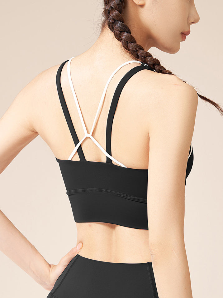 Piping Contrast Strap Sports Bra