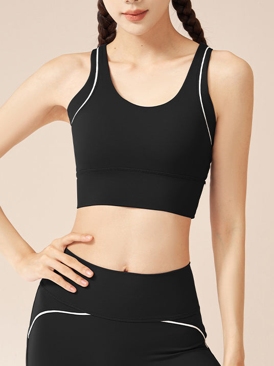 Piping Contrast Strap Sports Bra